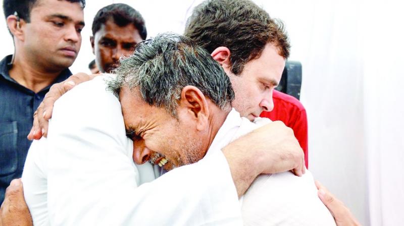 Rahul gandi Hugging Farmer