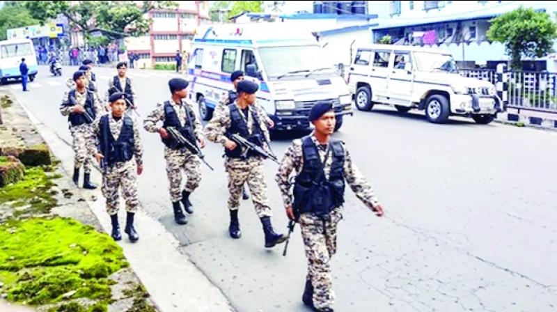 Army doing Flag March in Shillong Army doing Flag March in Shillong