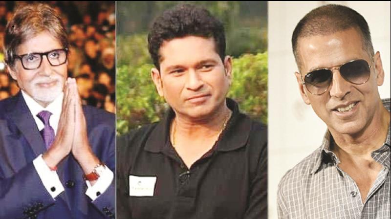Amitabh Bachan , Sachin tendulkar and Akshay Kumar Amitabh Bachan , Sachin tendulkar and Akshay Kumar