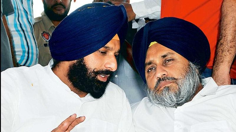 Bikram majithia and Sukhbir badal Bikram majithia and Sukhbir badal