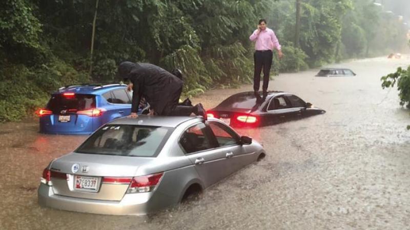 Water gushes into white house basement rainstorm in america