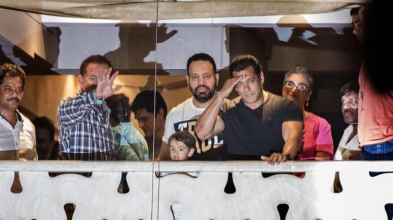 Salman Khan in balcony Salman Khan in balcony