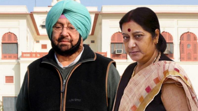 Captain Amrinder Singh with Sushma Swaraj Captain Amrinder Singh with Sushma Swaraj