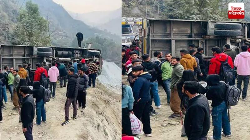 Bus overturned in Mandi News in punjabi 