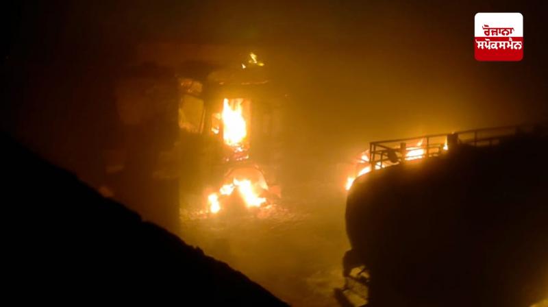 A huge explosion occurred as soon as the welding spark reached the tanker in Lalru. A huge explosion occurred as soon as the welding spark reached the tanker in Lalru.