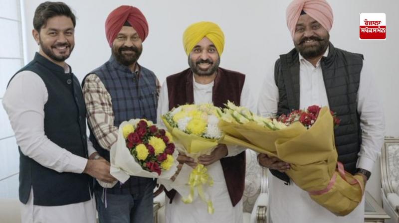 The three AAP MLAs who won the by-election met Bhagwant Mann The three AAP MLAs who won the by-election met Bhagwant Mann