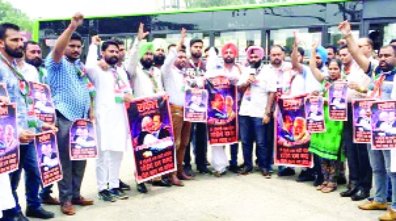 Youth Congress leaders and workers during shouting slogans Youth Congress leaders and workers during shouting slogans