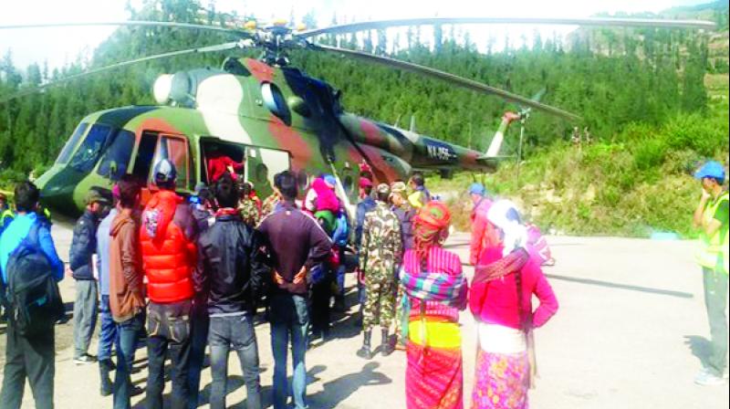 Carrying The People Through a Helicopter to a Safe Place