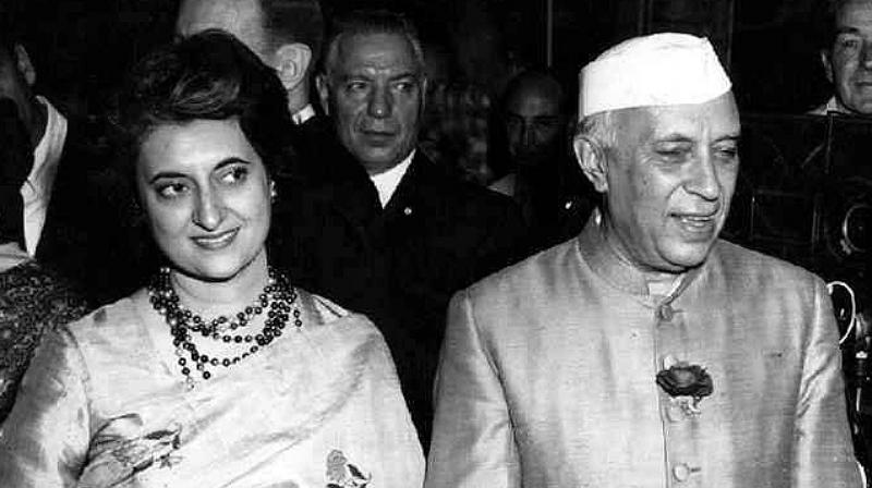 Indira Gandhi and  Jawaharlal Nehru