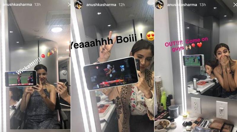 Anushka Sharma cheers for Virat Kohli from the sets of Zero Anushka Sharma cheers for Virat Kohli from the sets of Zero