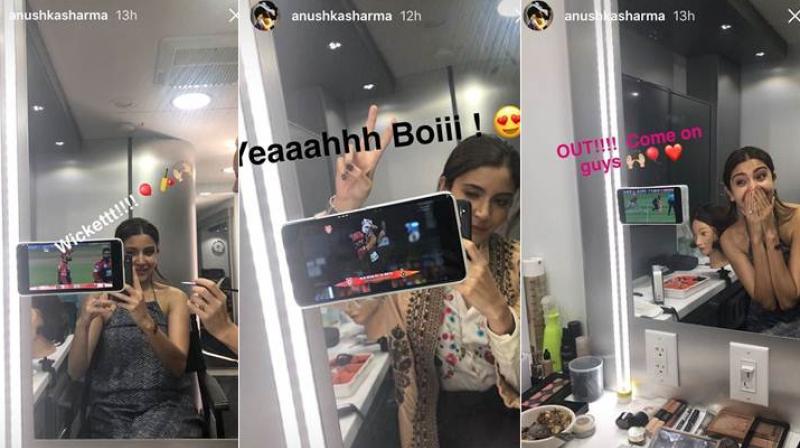 Anushka Sharma cheers for Virat Kohli from the sets of Zero