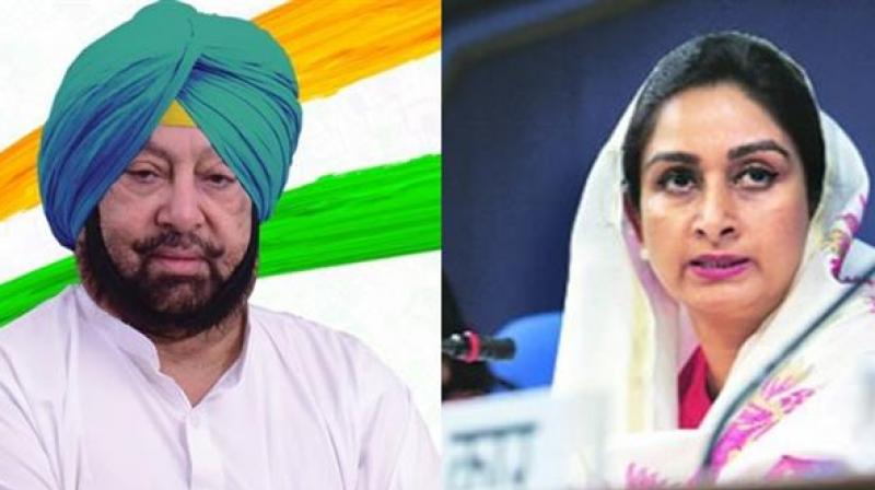 Captain Amrinder with Harsimrat Kaur Badal 