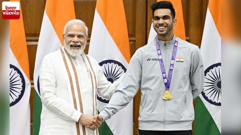 Thomas Cup winner Dhruv Kapila meets PM Modi