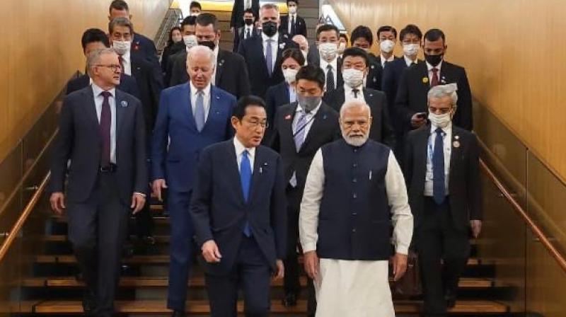 Pic of PM Modi in 'Front' with Quad Leaders Takes Social Media By Storm Pic of PM Modi in 'Front' with Quad Leaders Takes Social Media By Storm