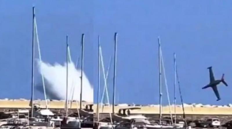 plane was doing stunts in the sky, crashed in the sea plane was doing stunts in the sky, crashed in the sea