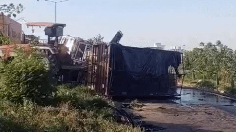 Overturned Tanker Full of Diesel