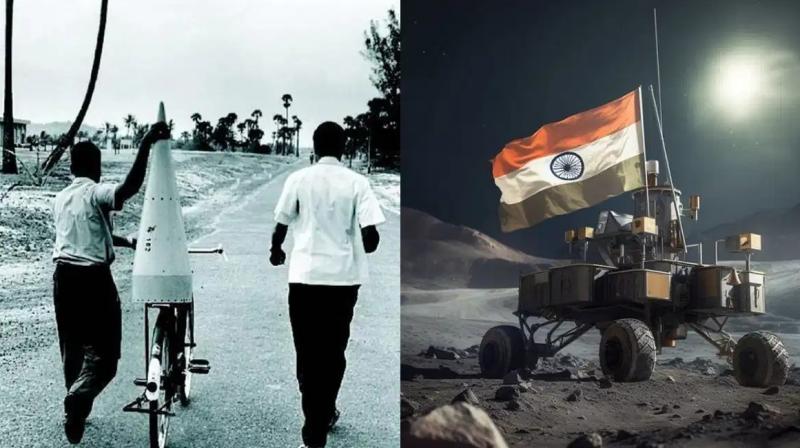 Cycle se Chand tak: Pic of ISRO scientists carrying rocket parts on cycle goes viral as Chandrayaan-3 lands on Moon