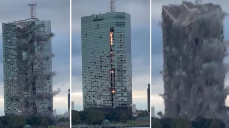 Hertz Tower: 22-storey building turned into a pile of rubble in 15 seconds Hertz Tower: 22-storey building turned into a pile of rubble in 15 seconds