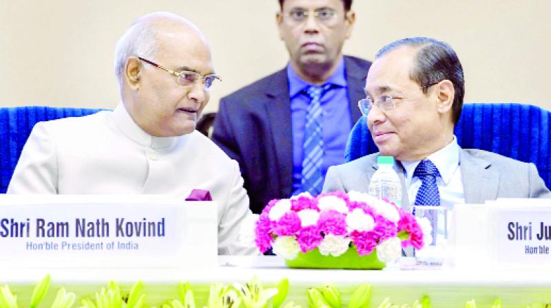 Ranjan Gogoi in conversation with Ram Nath Kovind Ranjan Gogoi in conversation with Ram Nath Kovind