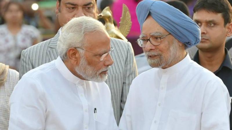 Manmohan Singh and Narendra Modi 