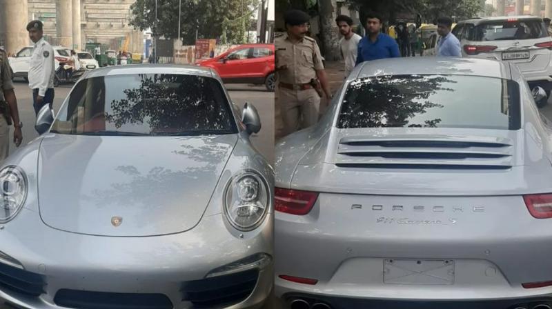Porche owner rides car without number plate, documents, fined 10 lakh