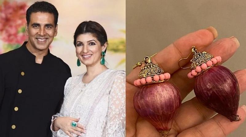 Akshay Kumar gifts Twinkle Khanna 'onion earrings' Akshay Kumar gifts Twinkle Khanna 'onion earrings'