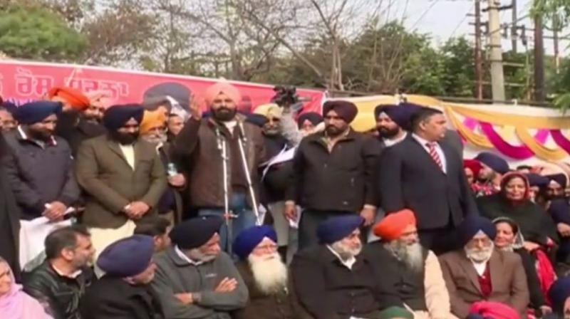 Sukhbir Badal in Protest