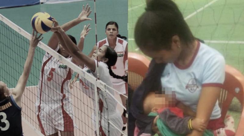 It’s viral! Volleyball player breastfeeds baby on field 