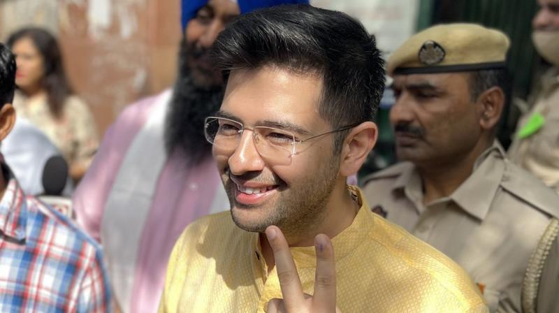 AAP Rajya Sabha MP Raghav Chadha casts his vote