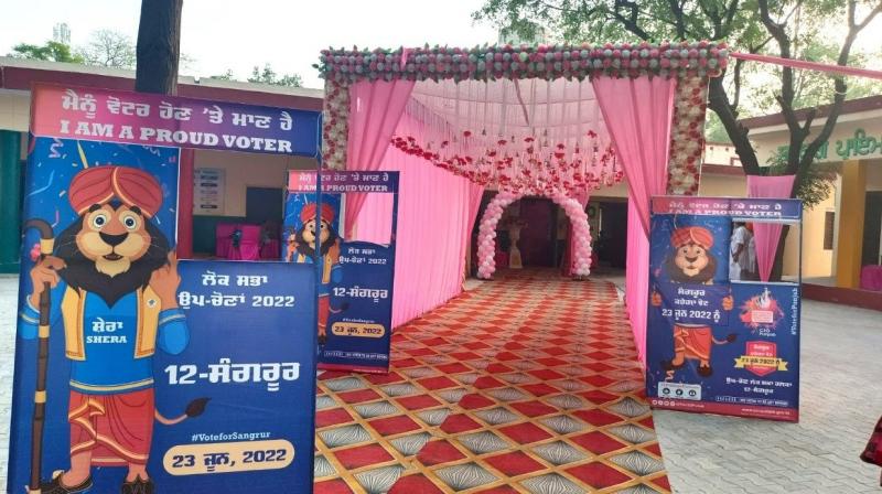 Pink polling booth in Sangrur Parliamentary Constituency