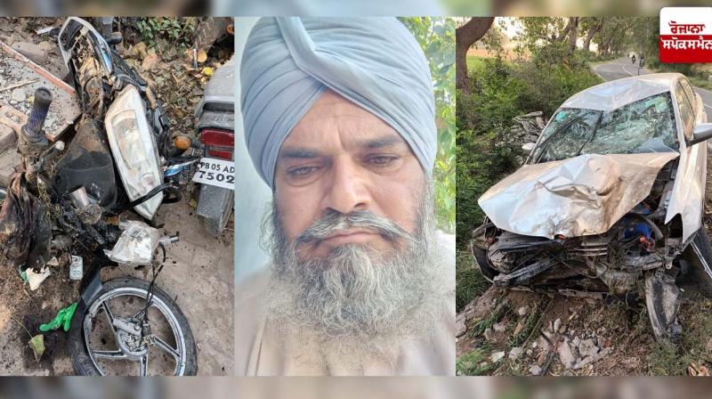 Car hit motorcycle riding husband and wife Car hit motorcycle riding husband and wife