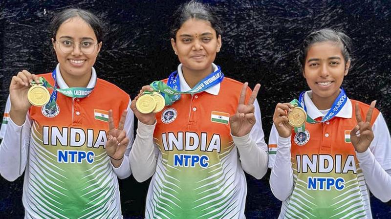 Archery World Cup | Indian women’s compound archery team strikes gold Archery World Cup | Indian women’s compound archery team strikes gold
