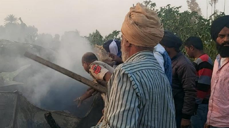 Migrant worker's hut catches fire in Kurali Migrant worker's hut catches fire in Kurali