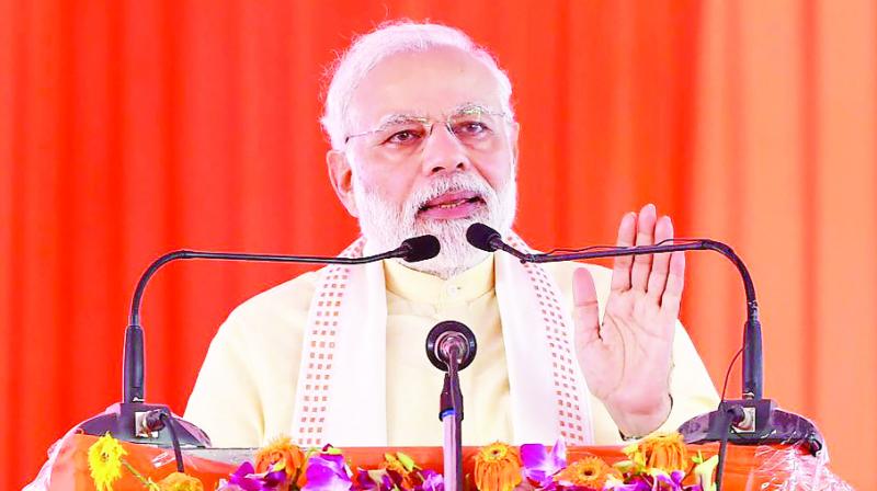 Prime Minister Narendra Modi while Addressing the Rally