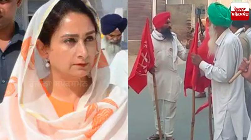 Farmers protest Against Harsimrat Badal Farmers protest Against Harsimrat Badal