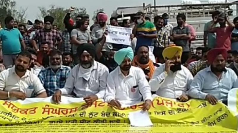 Taxi drivers and owners protest  in Ludhiana