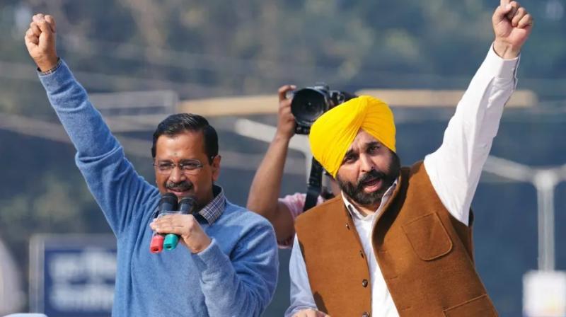 Arvind Kejriwal and Bhagwant Mann Arvind Kejriwal and Bhagwant Mann