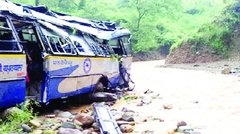 Bus damaged in accident Bus damaged in accident