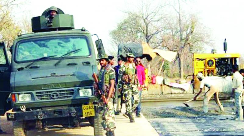 Constructing a Road by  CRPF