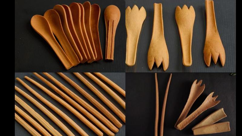 hyderabad narayan pespati has made a spoon using wheat