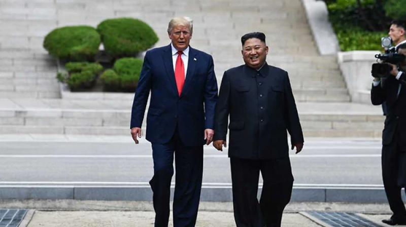 american president donald trump meets kim jong un in north korea