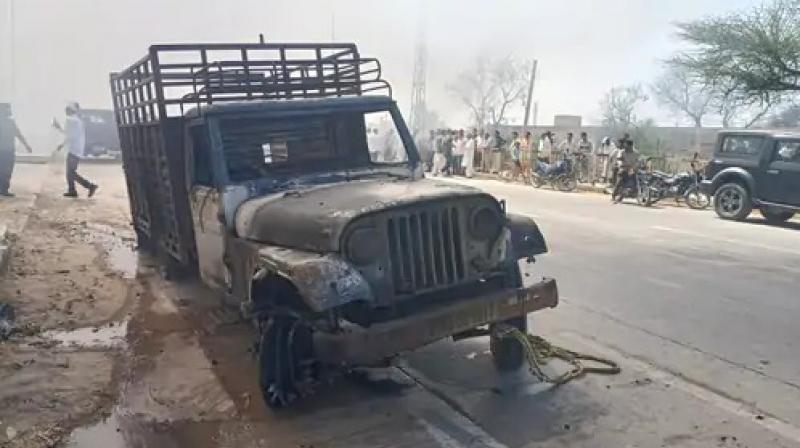 The pickup was also burnt due to fire The pickup was also burnt due to fire