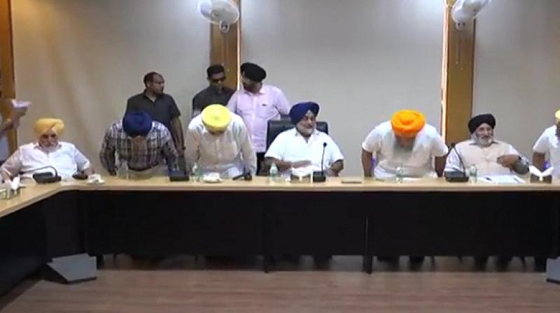 Sukhbir Singh Badal while addressing a meeting of the Core Committee.