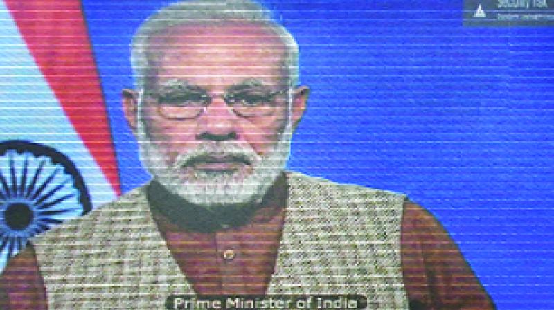 Narendra Modi During Video Conferencing Narendra Modi During Video Conferencing