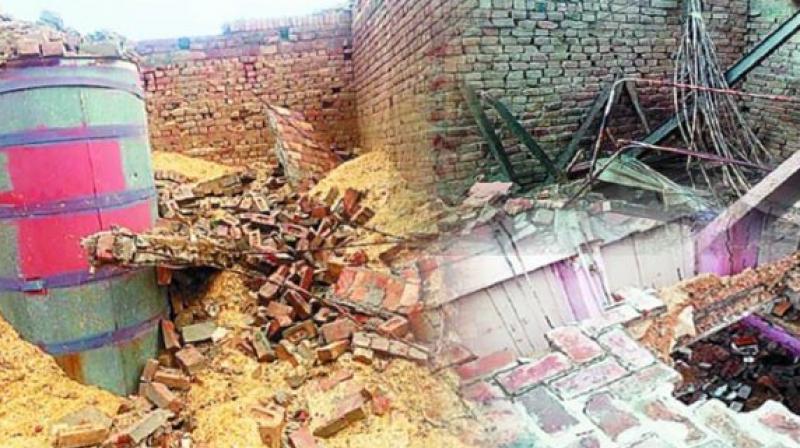 Abohar punjab rain home collapse