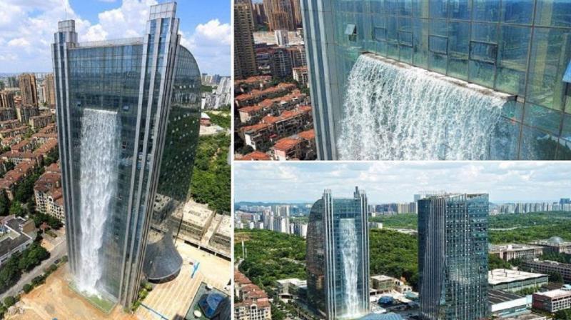 Waterfall tower building Waterfall tower building