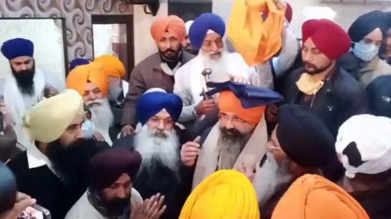 Balwant Singh Rajoana attends his father's last prayer