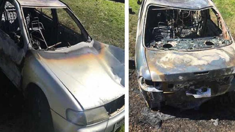 Car burn by Mischievous criminals 