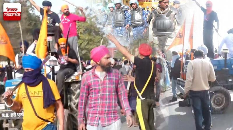 Chandigarh police use water cannon on sikhs at mohali chandigarh border