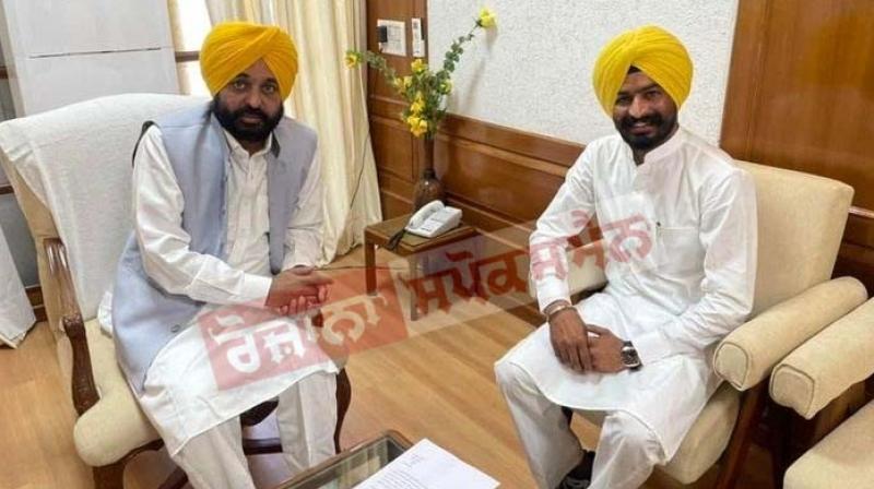 CM Bhagwant Mann and MLA Labh Singh Ugoke CM Bhagwant Mann and MLA Labh Singh Ugoke